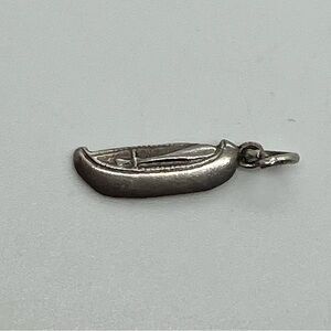 Vtg 925 Sterling Silver Canoe & Paddle Boat Charm / Pendant